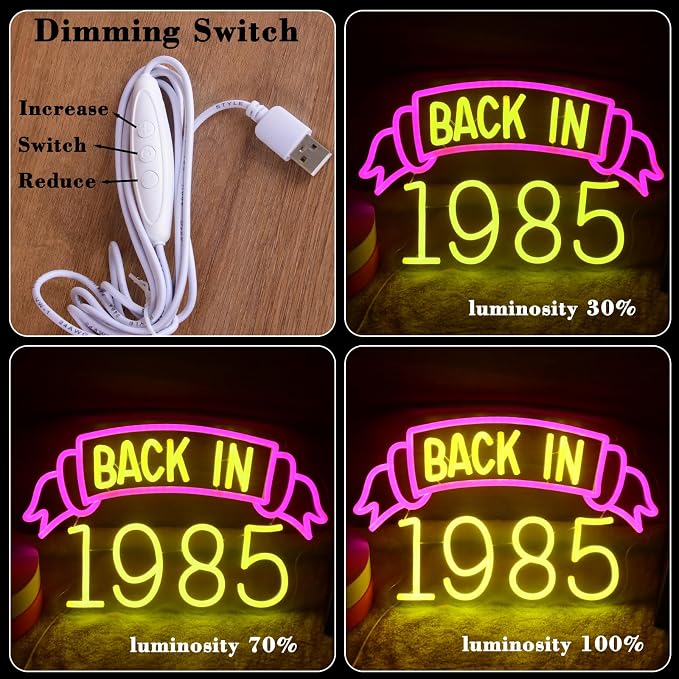 Back in 1985 Neon Signs 40th Birthday Party Decorations 40 Year Old Gift for Men Women Forty Neon LED Light for Anniversary 40th Class Reunion Wedding Happy Birthday 1985 Theme Party Wall Decor