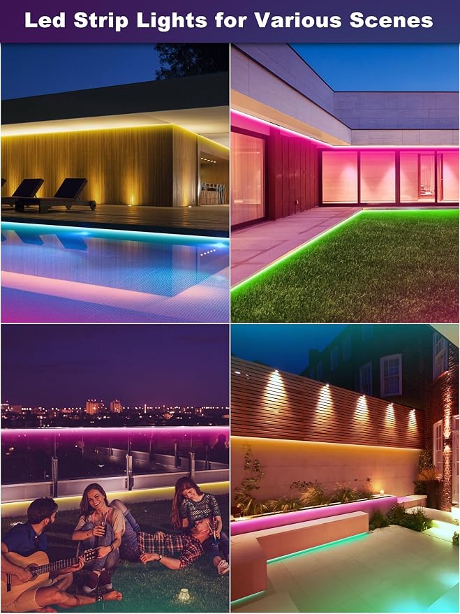 Ledagic Outdoor Led Strip Lights Waterproof 300ft, Outside Led Light Strip | Ip68 Waterproof with Remote and App Control, Exterior Music Syne RGB Led Rope Lights for Bathroom, Party Home Decor (2*150ft)