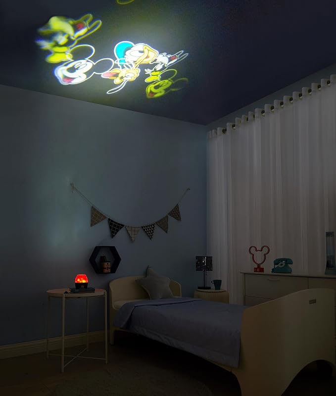 Disney Mickey Mouse Kids Lamp & Nightlight – Scene Projector with Soft Glow – Fun Bedroom Décor for Toddlers & Children – Battery Operated