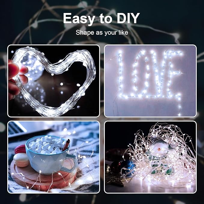 ZGWJ Fairy Lights Battery Operated, 12 Pack White 20 LED 7ft Mini Stirng Lights Waterproof 3 Lighting Modes for Bedroom Decor, Easter, Halloween, Christmas, Party Indoor and Outdoor Decoration