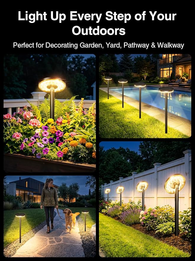 KOOPER 3X Larger & Taller Solar Pathway Lights Outdoor, 2 Pack Metal Solar Powered Garden Lights Waterproof, 2 Lighting Modes Adjustable Solar Landscape Path Lights for Outside Yard Walkway Driveway