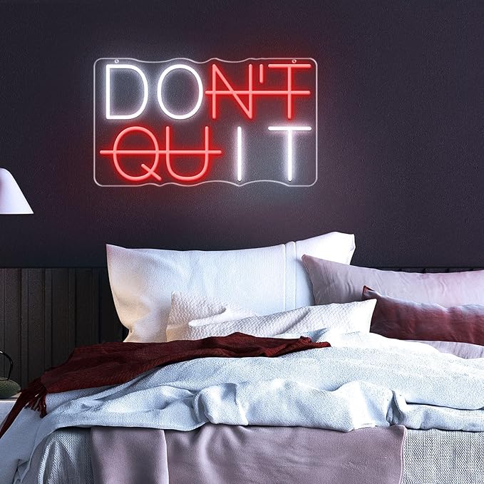Dimmable Don't Quit Neon Sign for Wall Decor, USB LED Light for Home Gym Bedroom Man Cave Office, DO IT Inspirational Gamer Room Decorations