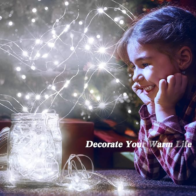 150 Pack LED Fairy Lights Colored Battery Operated String 3 Speed Modes 7 ft 20 LED Starry Wedding Decoration Waterproof Wire Twinkle Light for DIY Jar Bedroom Party Supplies (Cool White)