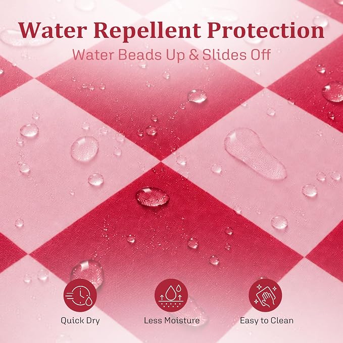 Ohocut Checkered Shower Curtain, Double Pink Plaid Shower Curtains for Bathroom, Cute Retro Checkboard Shower Curtain Vintage Aesthetic, Washable Fabric Bath Curtain 72''x72''