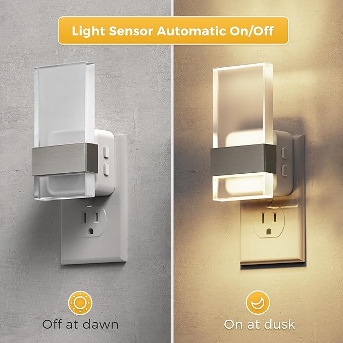 L LOHAS LED Night Light, Adjustable Color Temperature Night Lights 2 Pack | 2000K/3000K/5000K 3CCT Plug in Night Light, Dusk to Dawn Sensor Dimmable Nightlight for Bathroom, Hallway, Gift, Decor