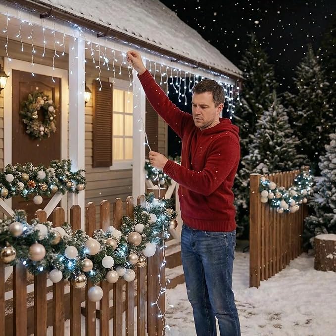 White Christmas Lights - 100 LED 33ft String Lights for Bedroom Indoor, 8 Modes Fairy Twinkle Lights Plug in, Waterproof Outdoor Hanging Lights for Room, Xmas Tree, Garden & Party Decor