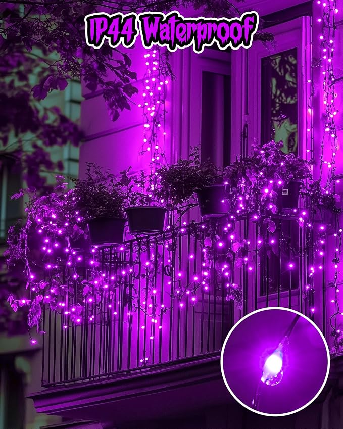 Halloween Fairy Lights Battery Operated, 5 Pack 7 FT 20 LED String Lights | Fairy Lights with Timer, Black Wire Halloween String Lights Indoor, Fairy Lights for Bedroom Classrom, Purple
