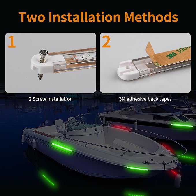 RVZONE Boat Navigation Lights, Boat Red and Green Bow Lights Navigation Lighting for Boats Led Deck Lighting for Night Fishing, Yacht, Kayak, BassBoat, PontoonBoat