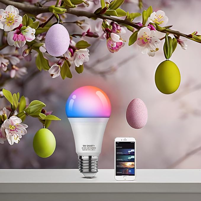 Smart Light Bulb KL110, WiFi LED Magic Home Smart Light Bulb APP Work with Alexa & Google Assistant, E26 A19 Dimmable, 2.4Ghz, No Hub Required, 800LM Soft White 2700K, 9W Colorful Changing Lamp