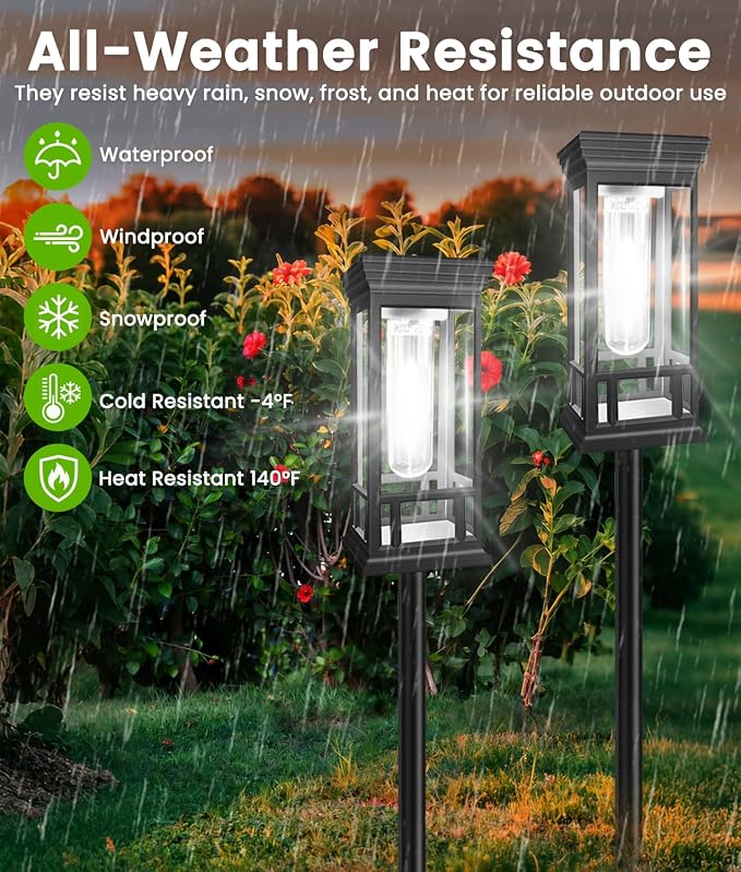 8 Pack Bright Solar Garden Lights, Solar Pathway Lights Outdoor Waterproof | Auto On/Off, Solar Lights Outdoor for Yard, Sun-Powered Landscape Lights for Path Walkway Lawn Driveway Patio Decor