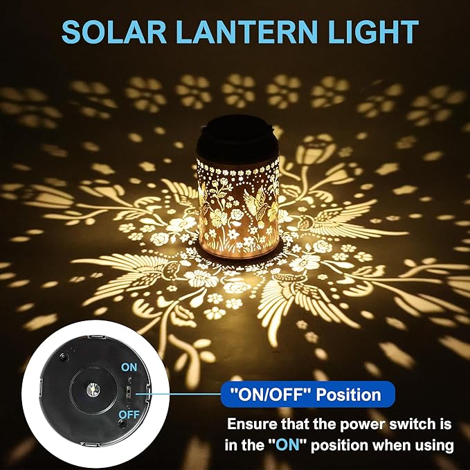 Birthday Gifts for Women Girl Mom Grandma,Solar Lanterns Outdoor Waterproof,Hummingbird Solar Lantern ,Metal Hanging Solar Lantern for Yard,Garden,Porch Landscape Deconrations-1 Pack