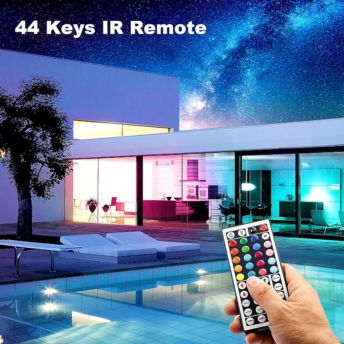 dalattin Led Lights for Bedroom 130ft RGB Led Strip Lights Color Changing Kit with 44 Keys Remote Controller and 24V Power Supply Led Light Strips Indoor Decoration,2 Rolls of 65ft