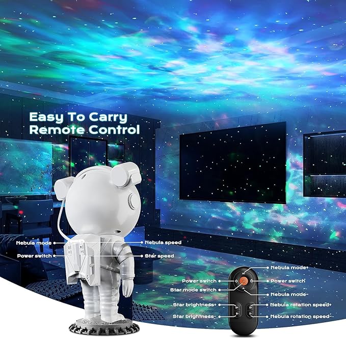 Astronaut Projector, LED Starry Sky Galaxy Projector, Night Light with Remote Control & Timer, Star Light Projector with Nabula Christmas Gift for Kids Adult for Bedroom, Room Decor, Party