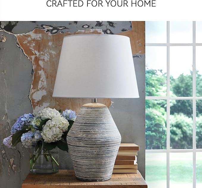 Signature Design by Ashley Lawrock Farmhouse Table Lamp with 3-Way Switch and Empire Shade, Blue