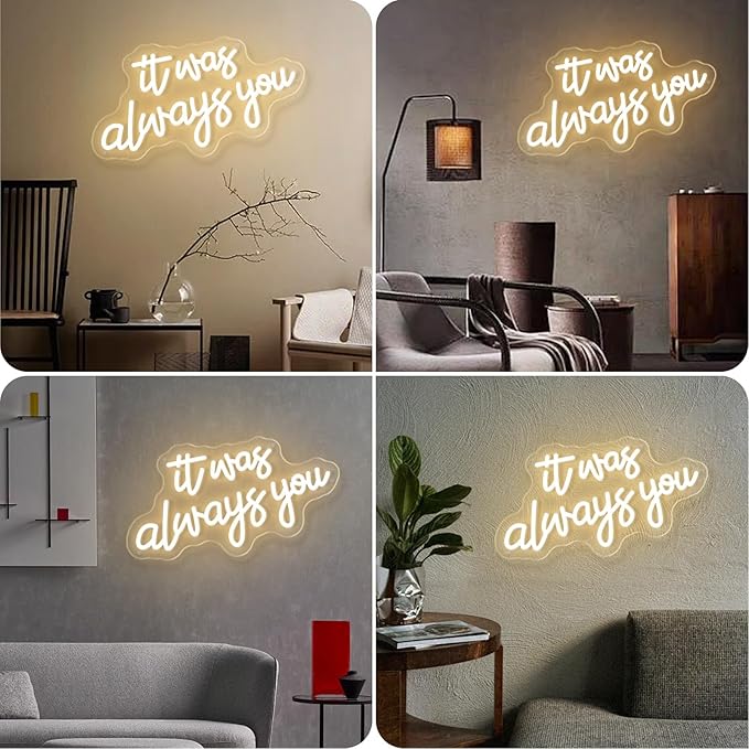 It's Always You Neon Sign Warm White Wedding Neon Signs USB Powered LED Signs for Bedroom Wall Decor Light up Signs for Festival Anniversary Valentane's Day Birthday