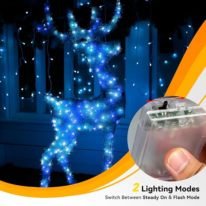 LitHome 4 Pack Christmas Fairy Lights Battery Operated Each 20FT 60 LED | Twinkle Lights with 2 Modes Indoor Outdoor, Waterproof Led Fairy Lights for Party Wreath Garland Table Decor, Blue & White