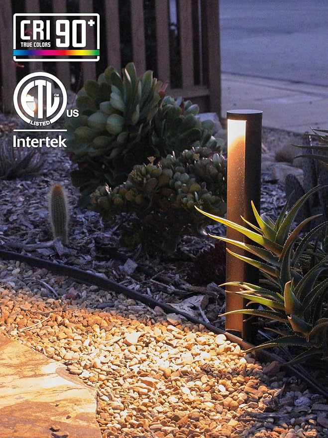 LEONLITE Low Voltage Landscape Lights 5CCT, 5W Anti-Glare LED Pathway Lights, Die-Casted Aluminum Housing, IP65 Waterproof for Outdoor Path Sidewalk Walkway, 1800K-5000K, ETL, Pack of 12
