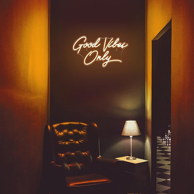 Kavaas Good Vibes Only Neon Signs for Wall Decor 17.7" x 9.9" | Warm White Good Vibes Only LED Sign for Bedroom, Party, Bar, Salon - Best Gifts for Birthday, Christmas
