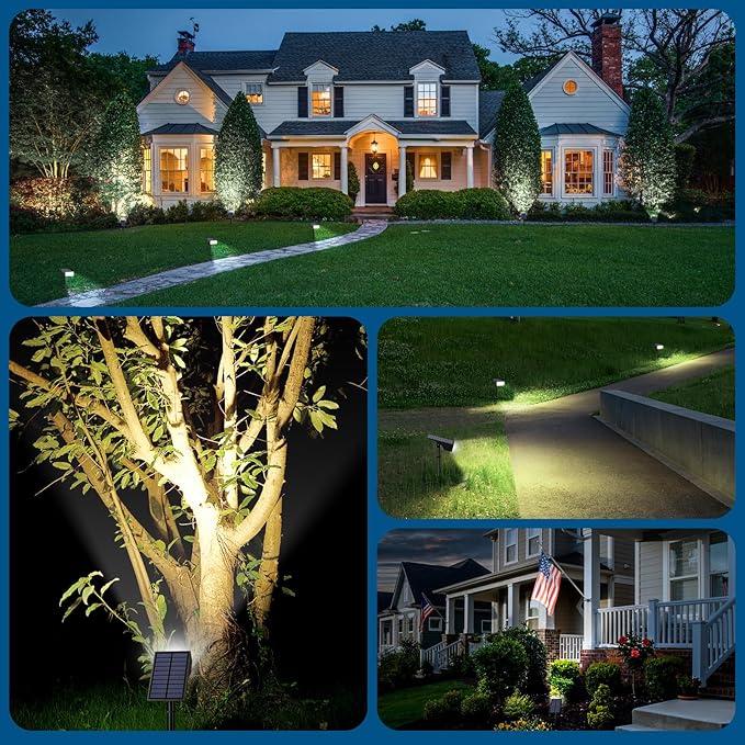 WENATY 12 Pack Solar Spot Lights Outdoor Landscape Spotlights, Cool White | IP65 Waterproof, Auto On/Off LED Powered Yard Garden Flood Solar Light for Outside Pathway Wall Tree Lawn Uplights Lights