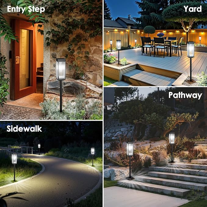 Solar Pathway Lights Outdoor, 12 Pack Upgraded Bright Solar Lights Outdoor Waterproof, Bright Up to 15 Hrs Garden Light for Yard Patio Lawn Path Walkway Driveway Outside Decor(Cool White)