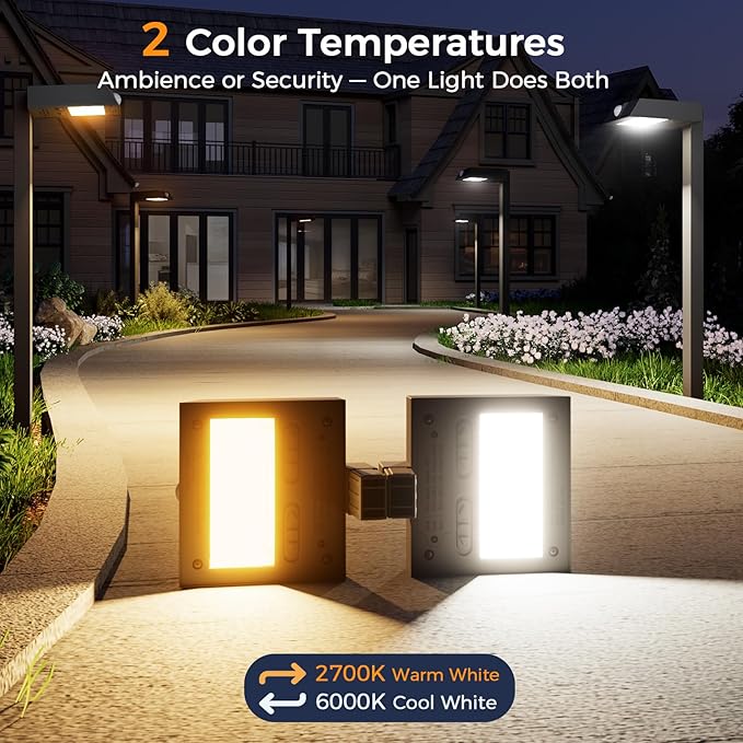 XMCOSY+ Solar Pathway Lights, 6 Pack Metal Motion Sensor Outdoor Lights | 300LM Bright Landscape Lights, All-Night Lighting, IP65 Waterproof Garden Light for Yard, Driveway & Walkway, Warm/Cool White