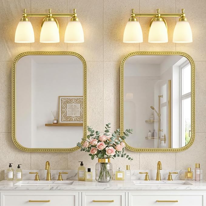 EJIAXIN 3 Light Bathroom Vanity Light,Gold Bathroom Lighting Fixtures Over Mirror Modern Bathroom Light Fixtures for Living Room Bathroom Bedroom Cabinet About Mirror