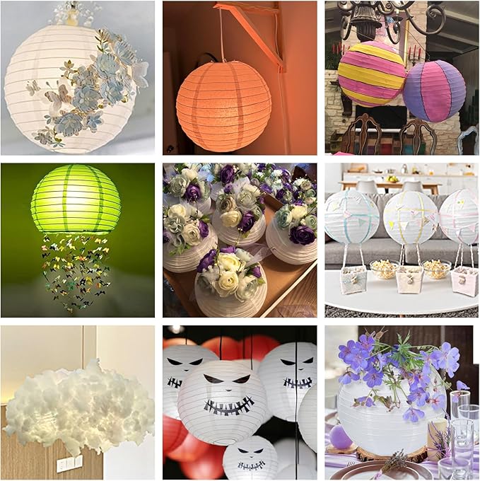 LIHAO 12 Inch White Round Paper Lanterns (10 Pack)