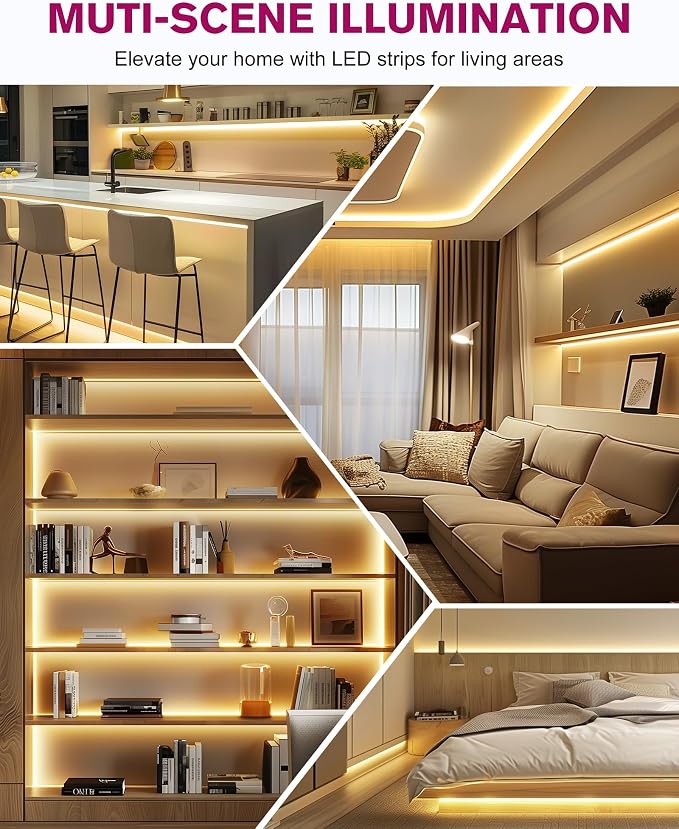 EMITEVER Warm White LED Strip Lights 3000K,16.4ft UL 24V Tape Light,600LEDs | Ra 95+,IP30,2.9W/ft,240+Lumens/ft,5 Year Warranty(Power Supply Sold Separately)for bedroom,living room,kitchen