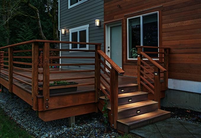 6-Pack Slim Square Low Voltage Deck Post Lights, Outdoor Step Lights, 12V Fence Railing Lighting Fixtures, Die-cast Aluminum, Black, 3000K