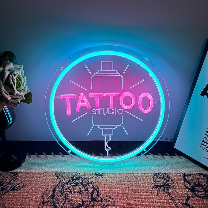 TATTOO Studio Neon Sign LED Tattoo Wall Decor USB Powered Adjustable Brightness Dimmable Neon Light for Business Stores Birthday Christmas Gifts