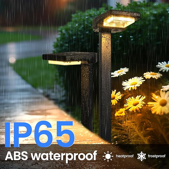 4 Pack Color Changing & Sync Smart Solar Pathway Lights, Solar Lights Outdoor Waterproof, 9 Modes (Warm White/Cool White/RGB) Landscape Lighting for Driveway, Walkway, Garden, Yard, Patio