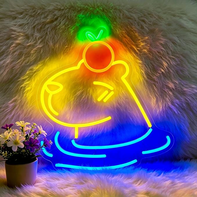Capybara Neon Sign Led Sign Neon Signs for Wall Decor Neon Lights | Capybara Led Light Up Sign, Blue Yellow Game Room Decor, Boys Girls Gift, Party, Wall Decor, 5V USB Powered