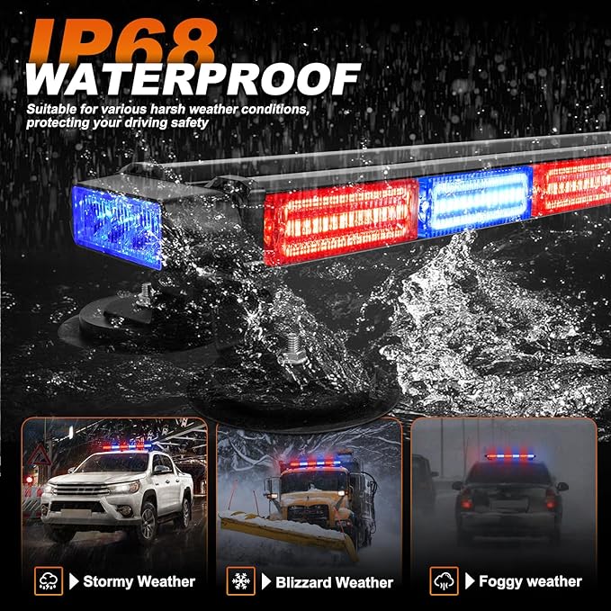 ASPL 26inch 126 LED Rooftop Emergency Strobe Lights Bar Double Side Flashing Safety Warning Traffic Advisor Light Bar Hazard Snow Plow Light for Work Trucks Vehicles Construction Tow Pickup(Red/Blue)