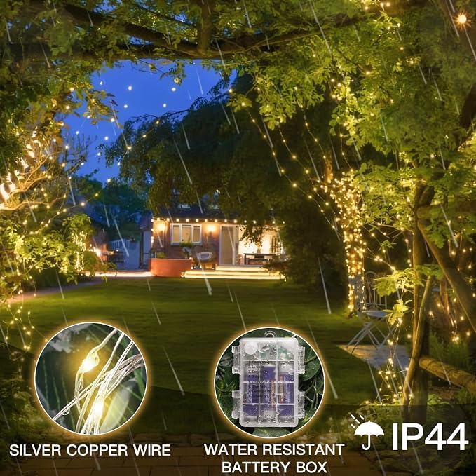 Fairy Lights Battery Operated 66ft 200 LED String Lights Remote | Fairy Twinkle Lights, For Bedroom Patio Garden Party Wedding, Indoor/Outdoor Use