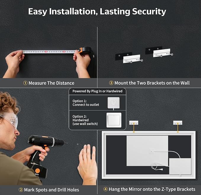 72"x32" LED Bathroom Mirror with Lights, Backlit+Frontlit, Anti-Fog | CRI 95, Stepless Dimmable, 3 Colors Lighting, Shatterproof Tempered Glass, HD Reflection, Memory, (Horizontal/Vertical)