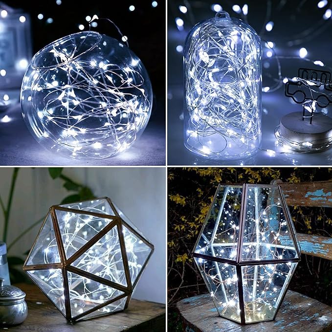 litogo 16 Pack FairyBattery Operated, 7ft 20 LED FairyWaterproof Silver Wire Battery Fairy Lights, Fairyfor Mason Jars for DIY Wedding Party Christmas Bedroom Patio, Cool White LW-BL15C-US