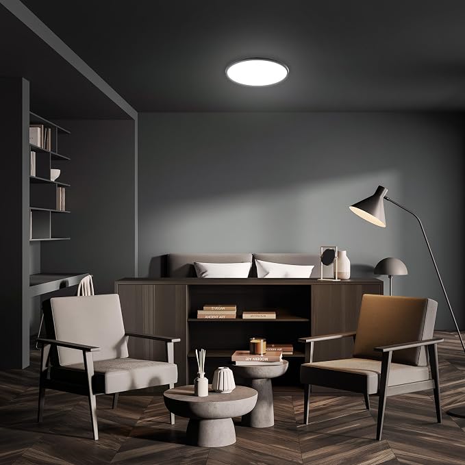 Feit Electric 25in Selectable White Ceiling Light, 2500 Lumens, 5 Color Temperatures (2700K-6500K), Dimmable, 36W Flush Mount, Perfect for Office, Kitchen, and Living Spaces, FM25LP6WYBK