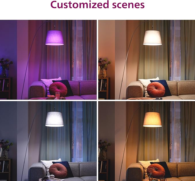 PHILIPS Smart 150W A23 LED Light Bulbs 4-Pack - Connects to Your Wi-Fi - E26- Control with Voice or App + Activate with Motion - Matter Compatible