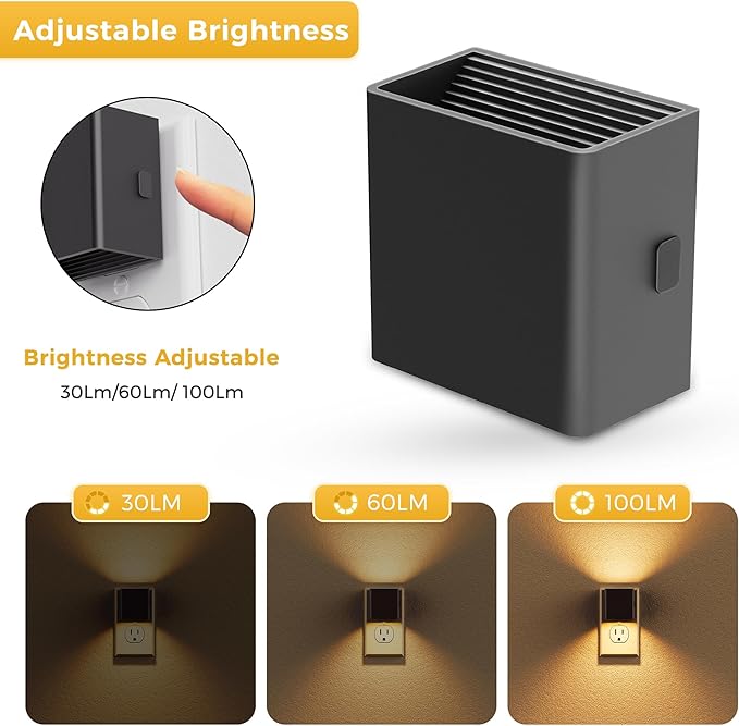 L LOHAS LED Night Light,Night Lights Plug into Wall,[2-Pack] | Dusk to Dawn Sensor,Brightness Adjustable,3000K Soft White,Plug in Nightlight for Adults Bathroom Hallway Kitchen