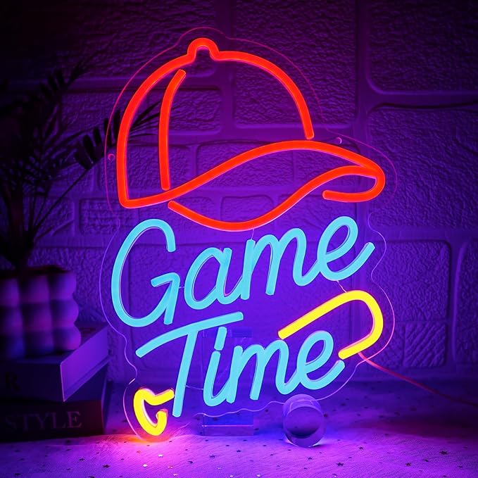 Baseball Neon Sign for Wall Decor Dimmable Game Time Led Sign for Bedroom Baseball Bat Neon Light for Baseball Club Game Room Man Cave Bar Club Sport Party College Dorm Decoration