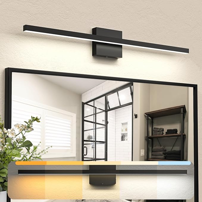 31.5 inch Black Bathroom Vanity Light,18W 5CCT Dimmable LED Bathroom Lighting Fixtures Over Mirror, Modern Vanity Lights for Bathrooms Restroom Mirror- ETL Certified