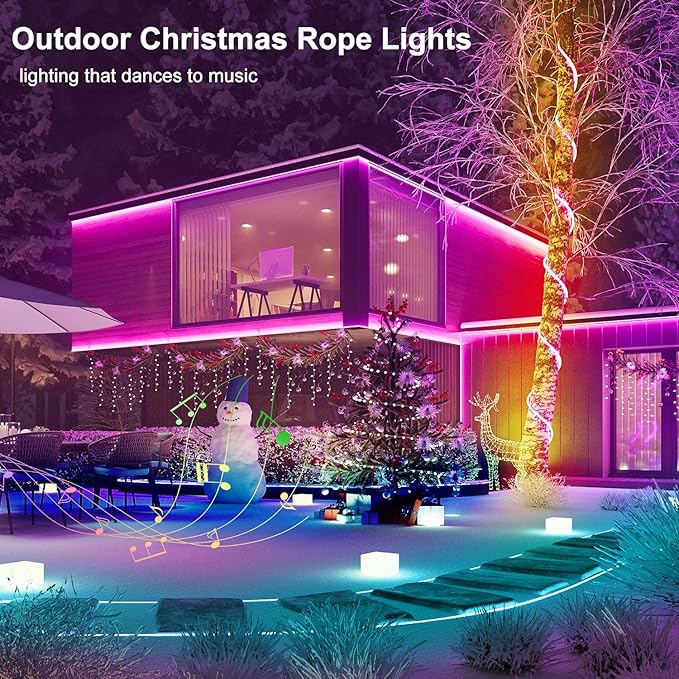 131ft Outdoor LED Strip Lights Waterproof,RGB LED Rope Lights Outdoor Waterproof Color Changing APP Remote Control Music Sync,36LED/m Flexible Rope Lights for Outside Camper Pool Deck Christmas