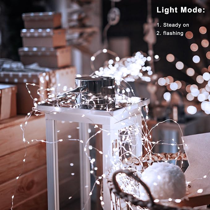 6 Pack Timer Fairy Lights Battery Operated Twinkle Lights with 5 Modes | 16.4Ft 50 LED Silver Copper Wire Battery Wreath Lights for Home Christmas Wedding Indoor Outdoor Decor, Cool White