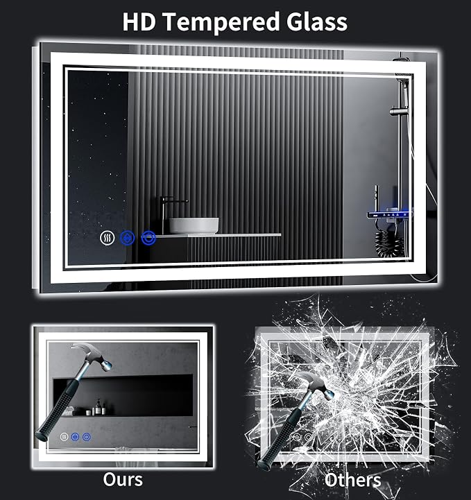 48"x36" LED Bathroom Mirror with Lights,Anti-Fog,3 Color Modes