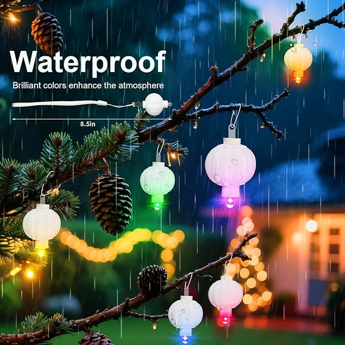 Aogist 24 Pack Small LED Lights Battery Powered Waterproof Hanging Twinkle Light Last 48 Hours for Paper Lanterns,Balloons,Floral,Weddings & Festival Christmas Decorations,Multicolor-Color Changing