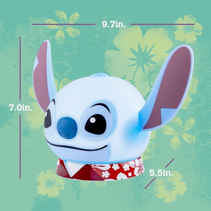 Disney Squish'ems Lilo & Stitch Night Light for Kids, Soft Silicone | Dimmable Kids Bedside Lamp, Light for Kids Room, Bedroom, and Playroom, USB Powered with AAA Battery Option