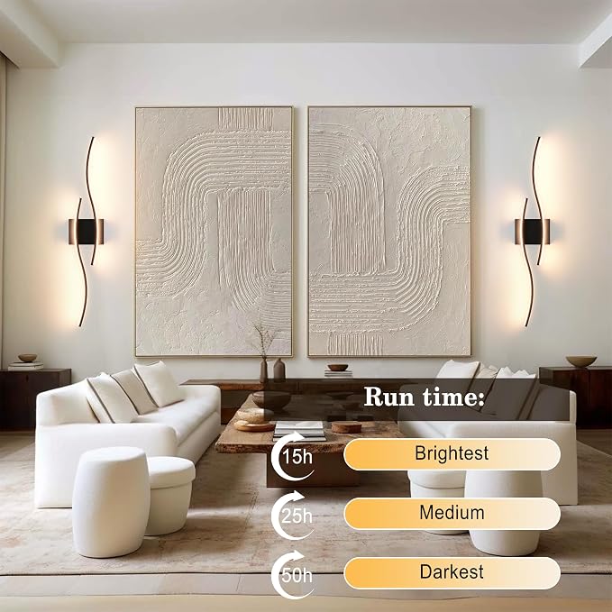 KARTOOSH Wireless Wall Sconces Set of 2, Dimmable LED Sconce with Remote | Battery Operated Wall Sconce with 3 CCT Night-Light Timer Memory Modern Wall Sconces for Living Room, Hallway, Bedroom