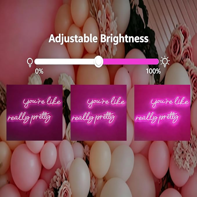 You're Like Really Pretty Neon Signs for Wall Decor, 56.34" Pink Light | Neon Signs for Wedding Engagement Party Decor, Dimmable Light Up Sign for Bedroom Bar Pub Club, Birthday Wall Decorations