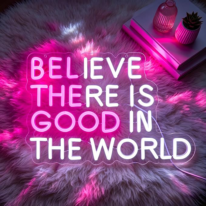 Positive Neon Lights Signs Neon Sign Led Sign Light for Wall Decor | Blieve There Is Good Neon Sign for Room Decor,Positive Decoration,Motivational Wall Decor,Gift,5V USB Powered