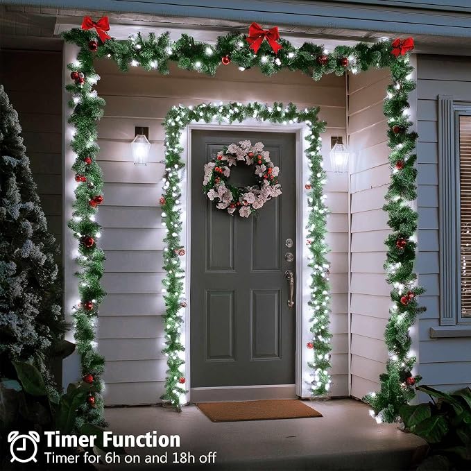 4 Pack Timer Fairy Lights Battery Operated Twinkle Lights with 5 Modes | 16.4Ft 50 LED Silver Copper Wire Battery Wreath Lights for Home Christmas Wedding Indoor Outdoor Decor, Cool White